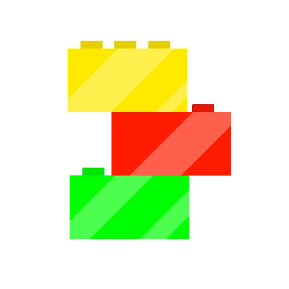 costruttore di cubi luminosi. forma quadrata geometrica rossa, verde e gialla. vettore