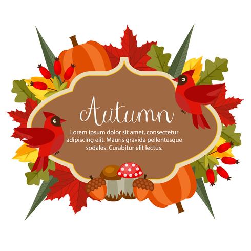 tema autunnale con oggetto stile piano vettore