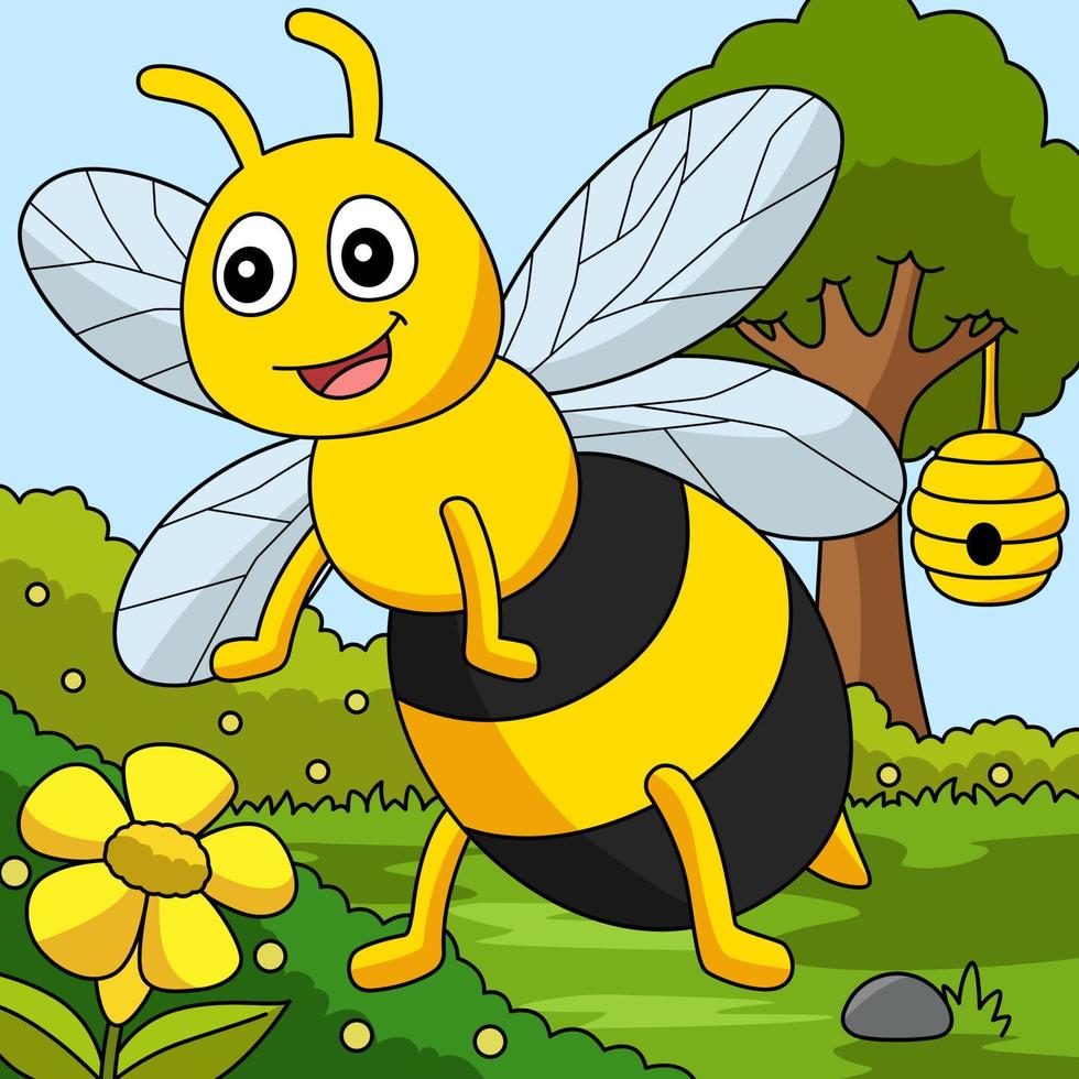 illustrazione animale colorata del fumetto dell'ape vettore