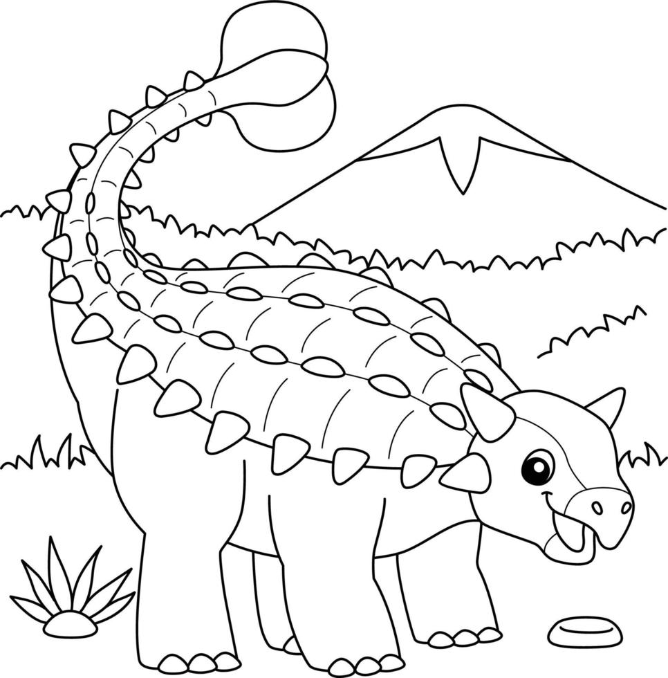 ankylosaurus da colorare per bambini vettore