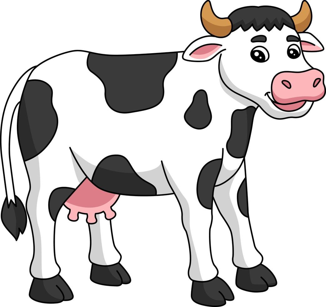 illustrazione clipart colorata del fumetto della mucca vettore