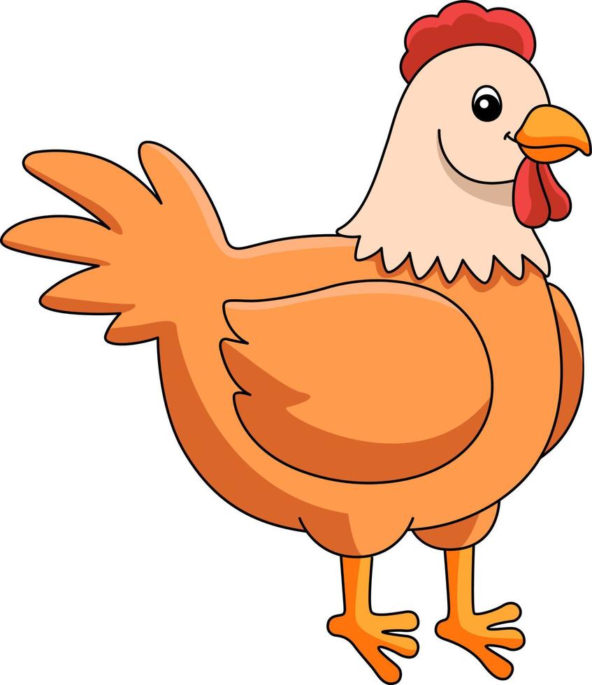 illustrazione clipart colorata del fumetto di pollo vettore