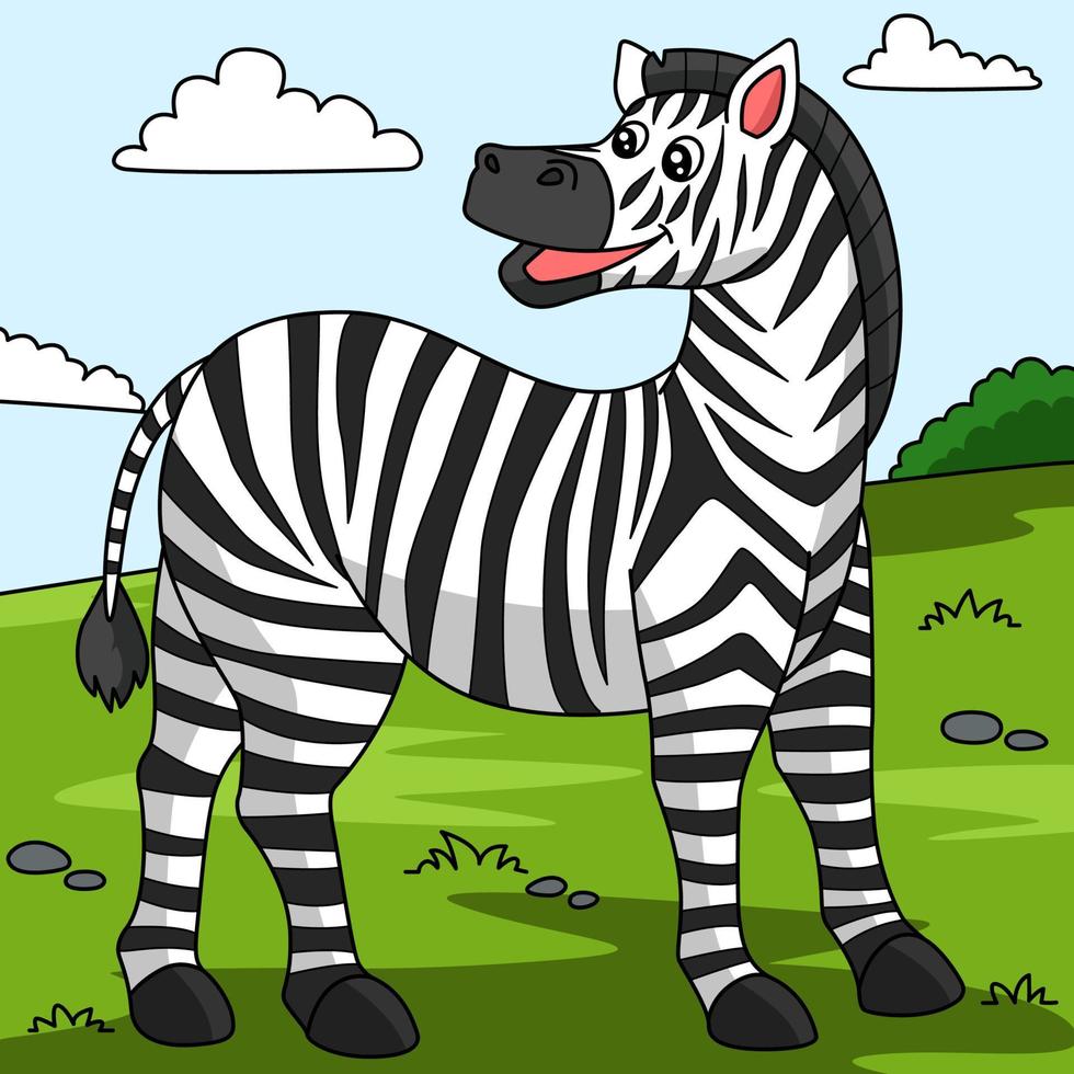 illustrazione animale colorata del fumetto della zebra vettore