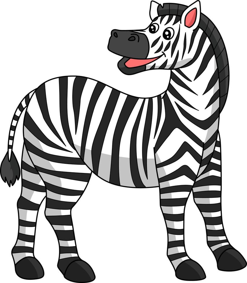 illustrazione clipart colorata del fumetto della zebra vettore