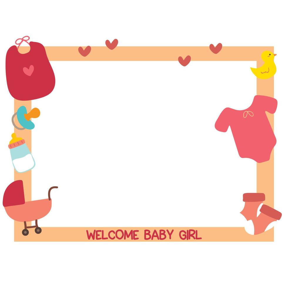 disegno a mano simpatico cartone animato baby shower telaio vettore