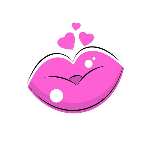 Logo delle labbra da donna per t-shirt, volantini, grafica per il web. Vettore