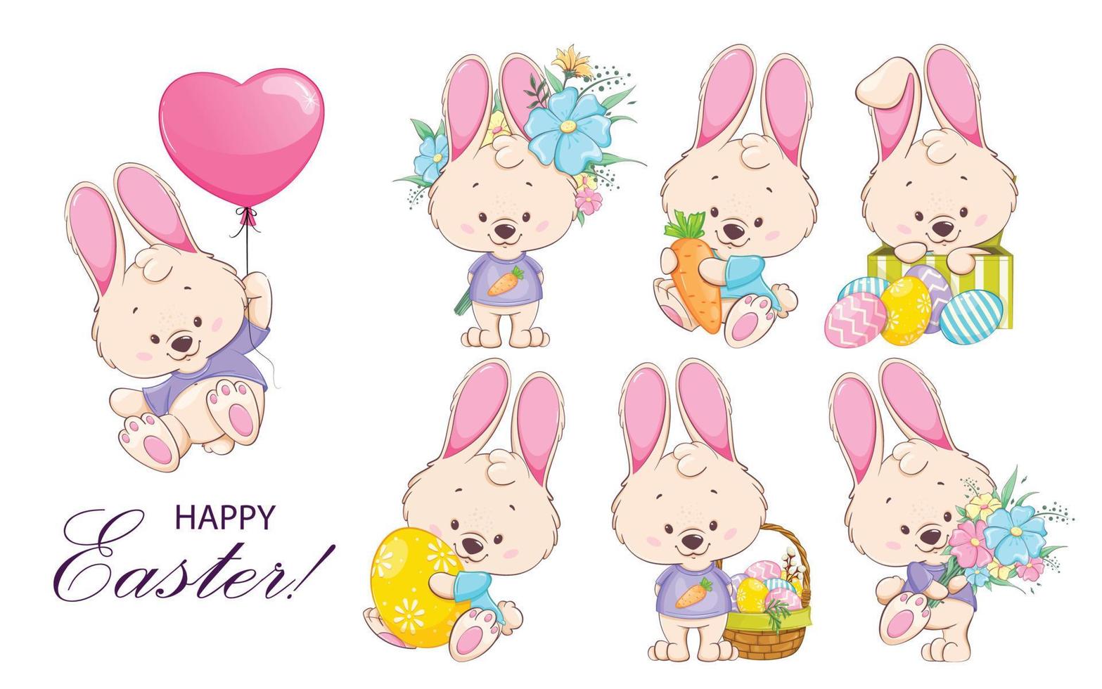 Buona Pasqua. coniglio divertente del personaggio dei cartoni animati vettore