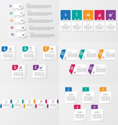 Set di modello di elemento di infografica con opzioni. vettore