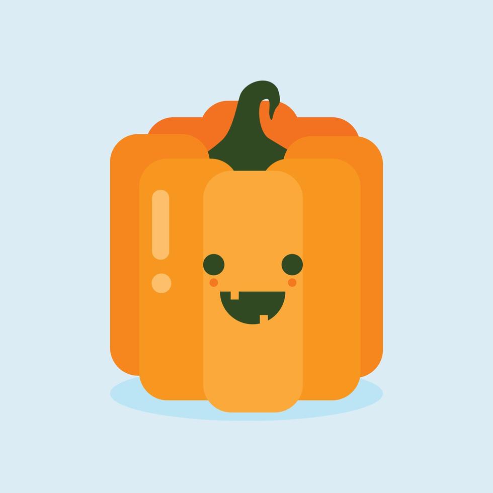 viso carino e divertente zucca jack o lantern. banner design piatto, illustrazione vettoriale. simpatico fantasma in stile design piatto. icona di halloween in colore tenue o pastello. simbolo di halloween felice per i bambini vettore