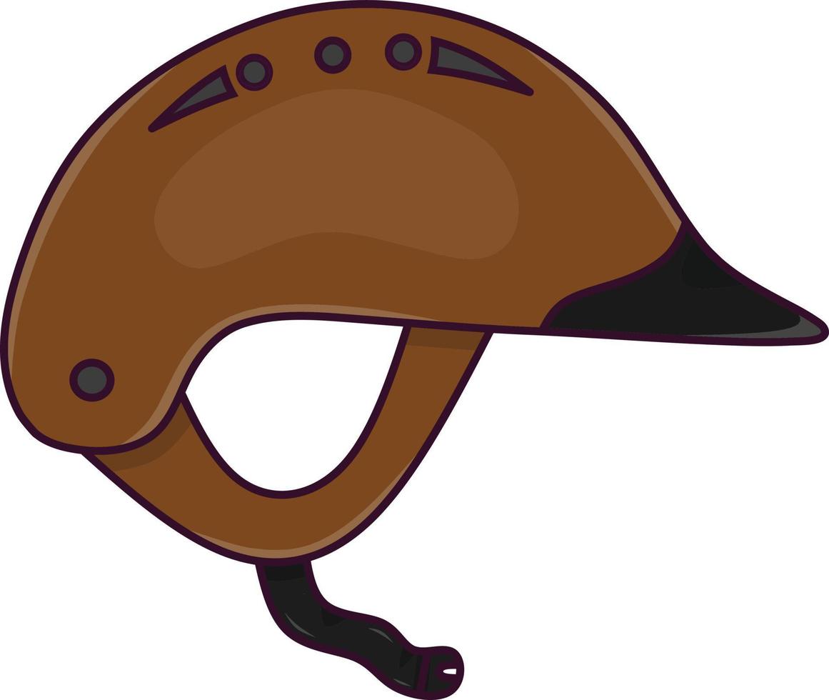 elmo equestre con design piatto nei colori marrone, nero e viola vettore