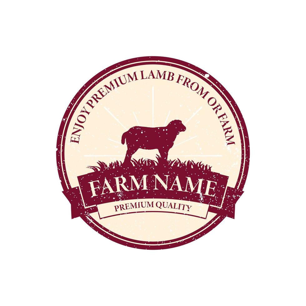 design del logo dell'etichetta adesiva della carne di agnello di qualità premium Angus bovino vintage vettore