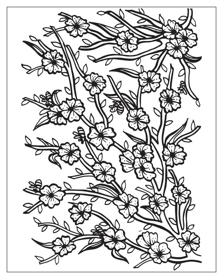 pagina da colorare di fiori. disegno del contorno del fiore. disegno al tratto. vettore