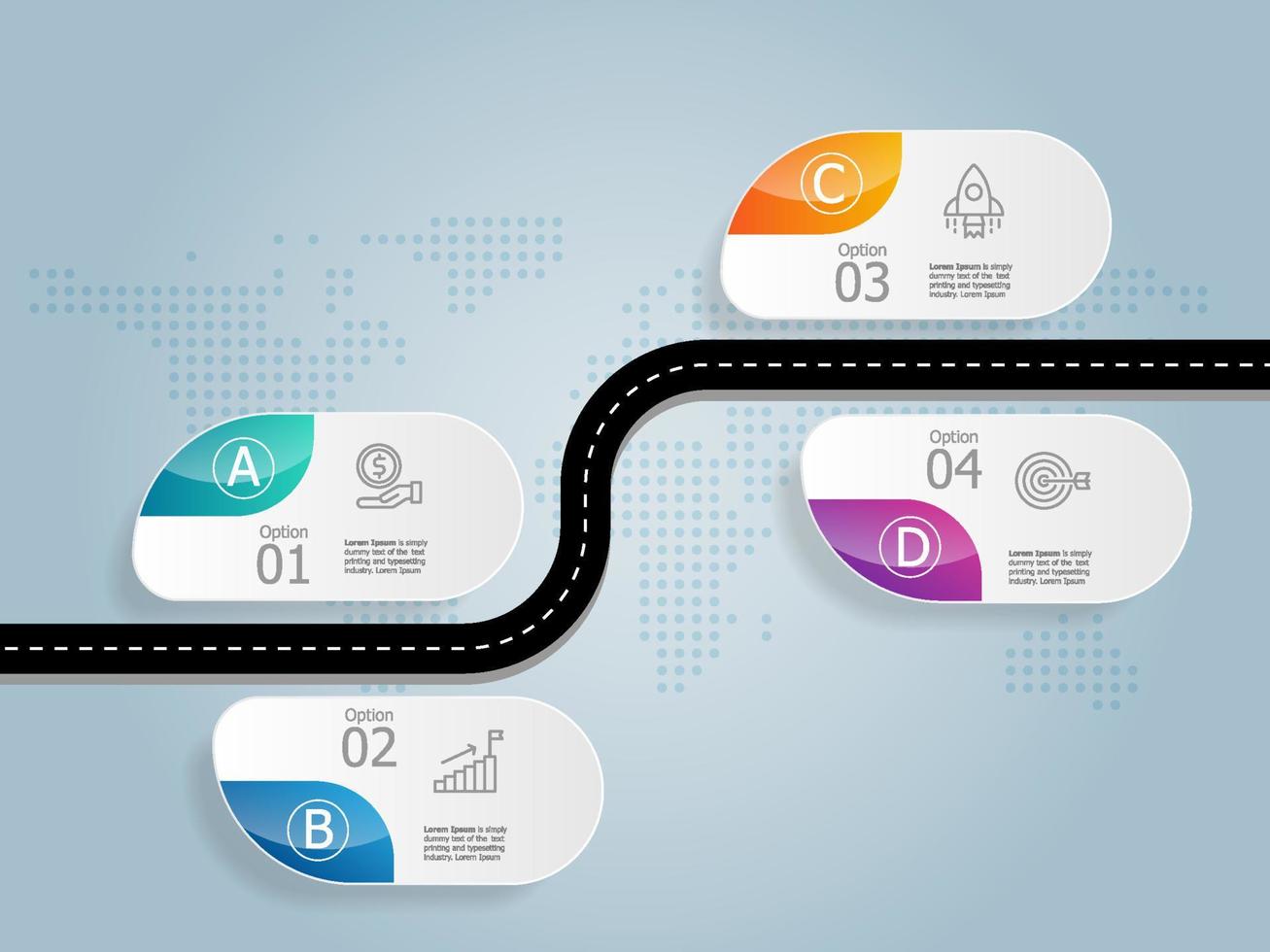 presentazione del rapporto di elementi di infografica timeline della mappa stradale vettore