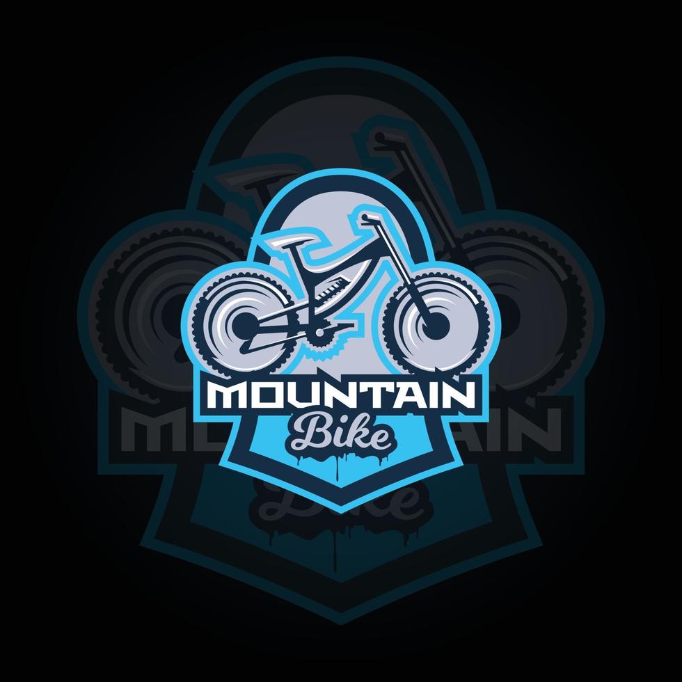 mountain bike, bicicletta e-sport gioco logo vettoriale. logo di gioco. design del logo sportivo della mascotte. logo di illustrazione vettoriale mascotte animale da gioco. mascotte, design dell'emblema per la squadra di eSport