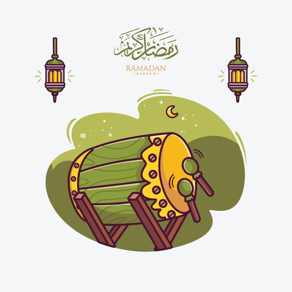 illustrazione del tamburo islamico sfondo del ramadan kareem vettore