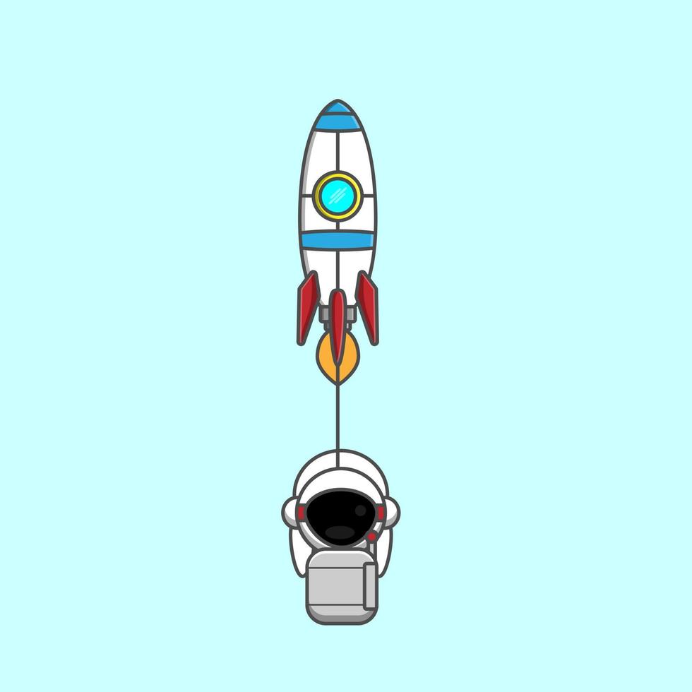 astronauta trainato da un razzo vettore
