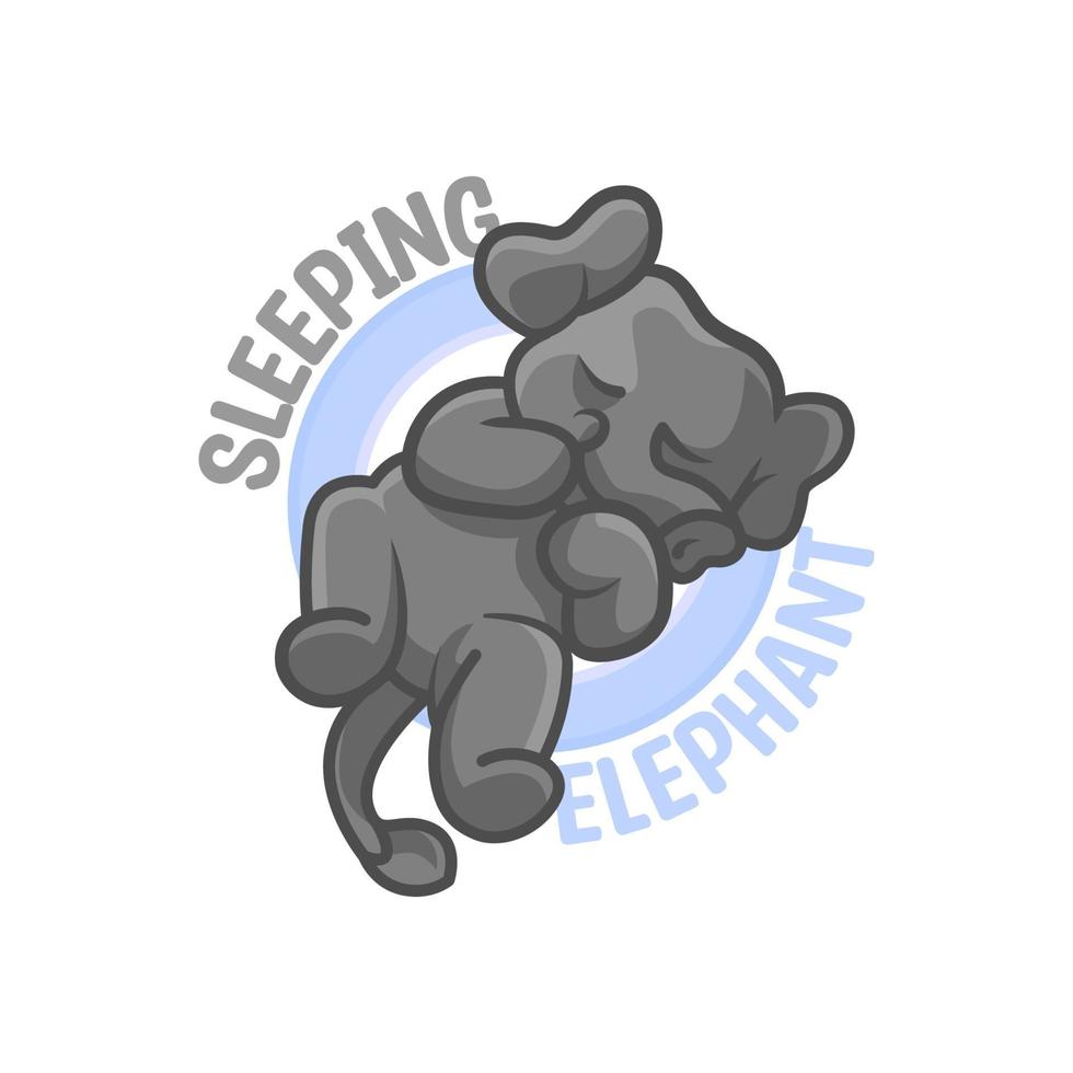 illustrazione di logo della mascotte del fumetto dell'elefante addormentato vettore