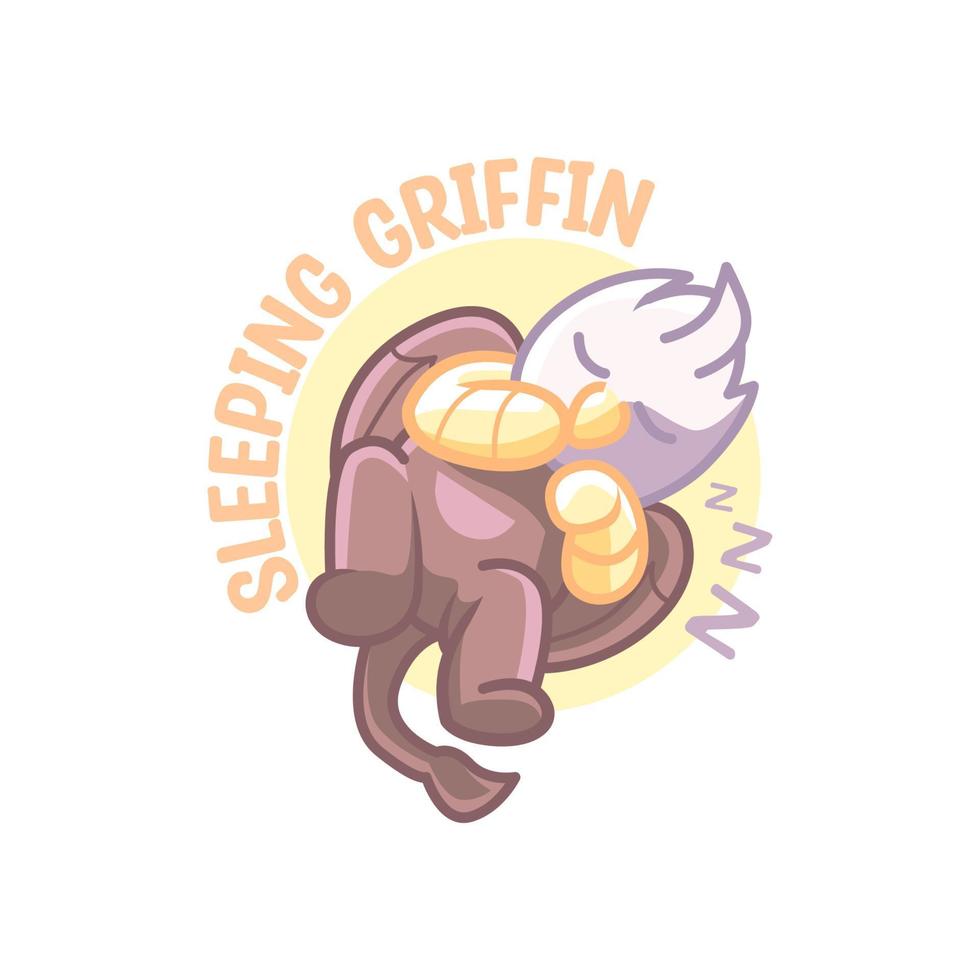 illustrazione del logo della mascotte del fumetto del grifone addormentato vettore