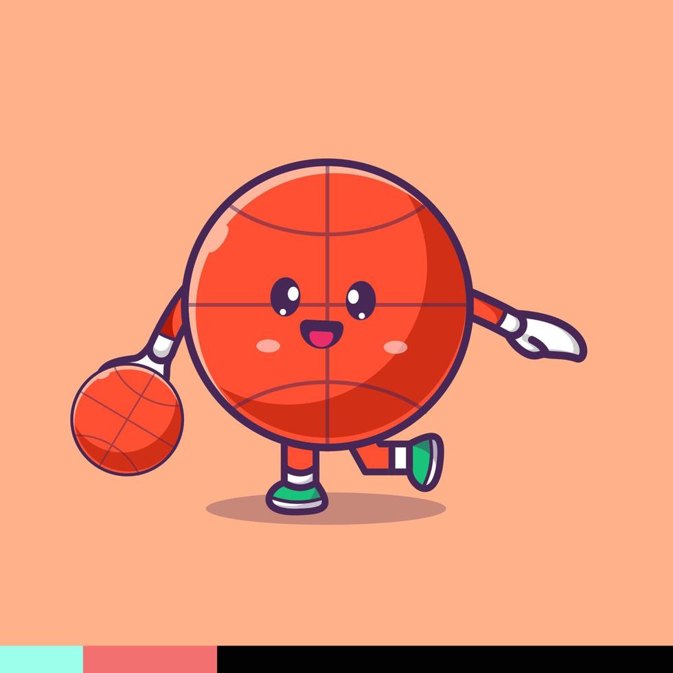 illustrazione carina di pallacanestro di dribbling vettore