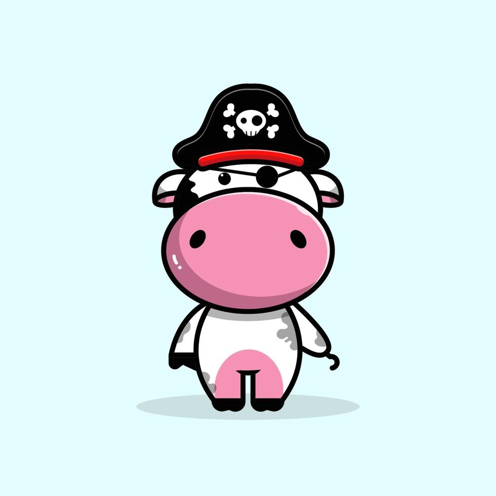 illustrazione di mucca con aspetto pirata vettore