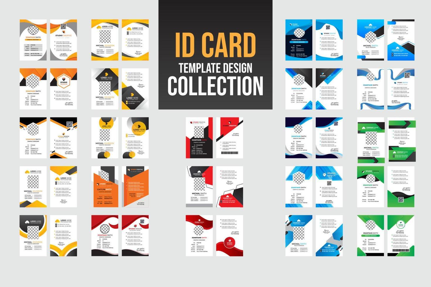 semplice collezione di modelli di progettazione di carte d'identità vettore