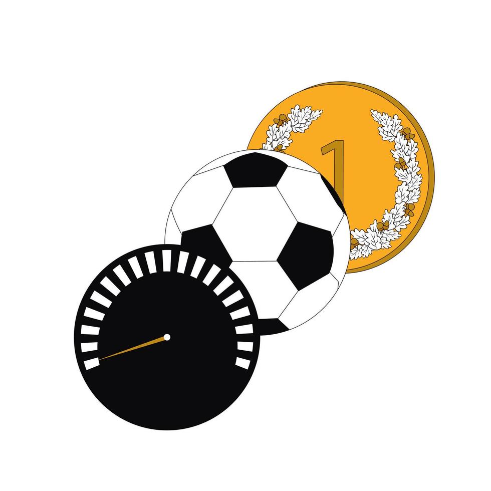 illustrazione di riserva di vettore dell'icona della palla. logo di calcio, allenamento sportivo. sport. forza di volontà, il vincitore. Isolato su uno sfondo bianco.