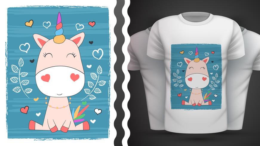 Carino unicorno - idea per la t-shirt stampata vettore