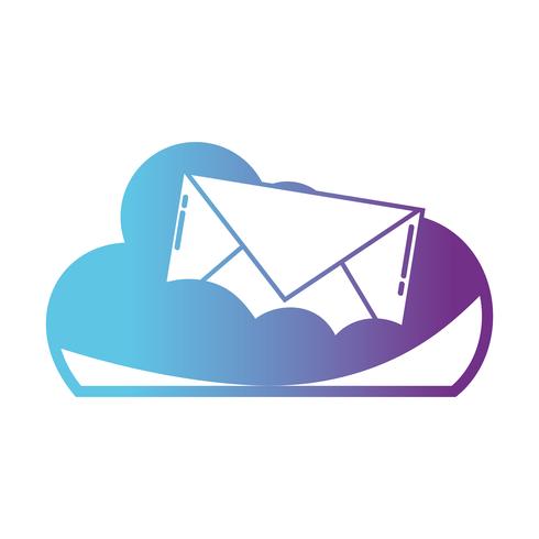 line cloud data con messaggio di e-mail card vettore