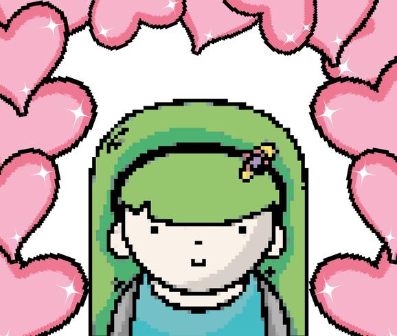 Ragazza carina pixel art vettore