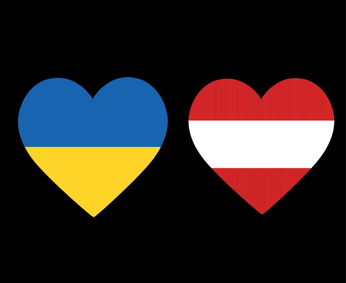 ucraina e austria bandiere nazionale europa emblema cuore icone illustrazione vettoriale elemento di disegno astratto