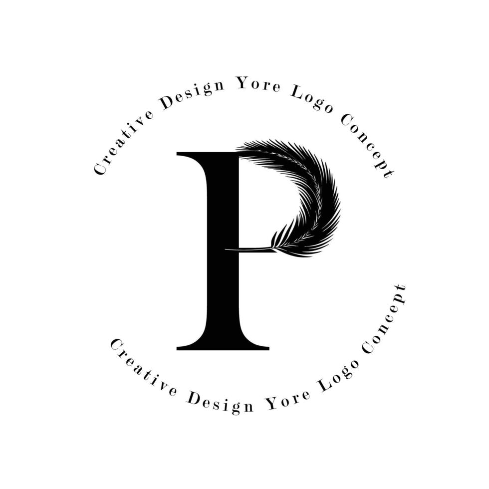 elegante lettera p logo con icone logo Palm tree leaf pattern texture design. logo creativo di palme con idee biologiche naturali foglie moderne. vettore