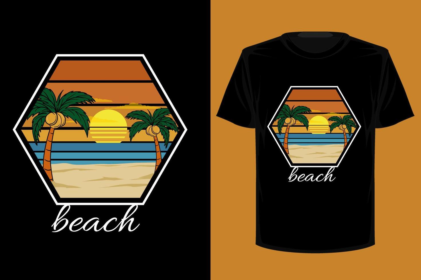 design della maglietta vintage retrò da spiaggia vettore