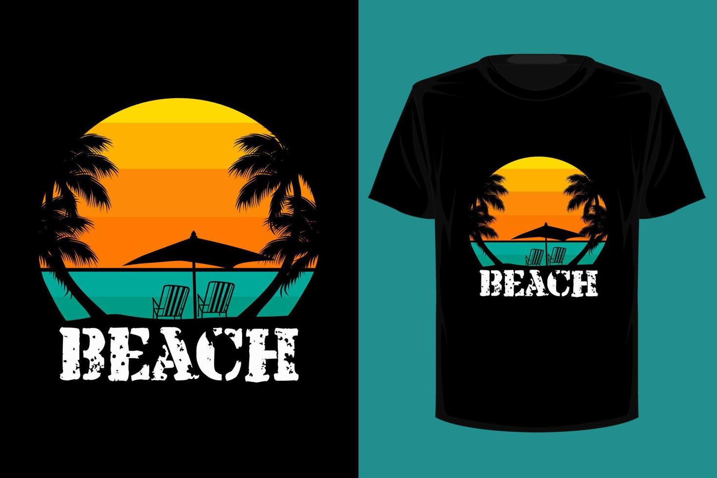 design della maglietta vintage retrò da spiaggia vettore