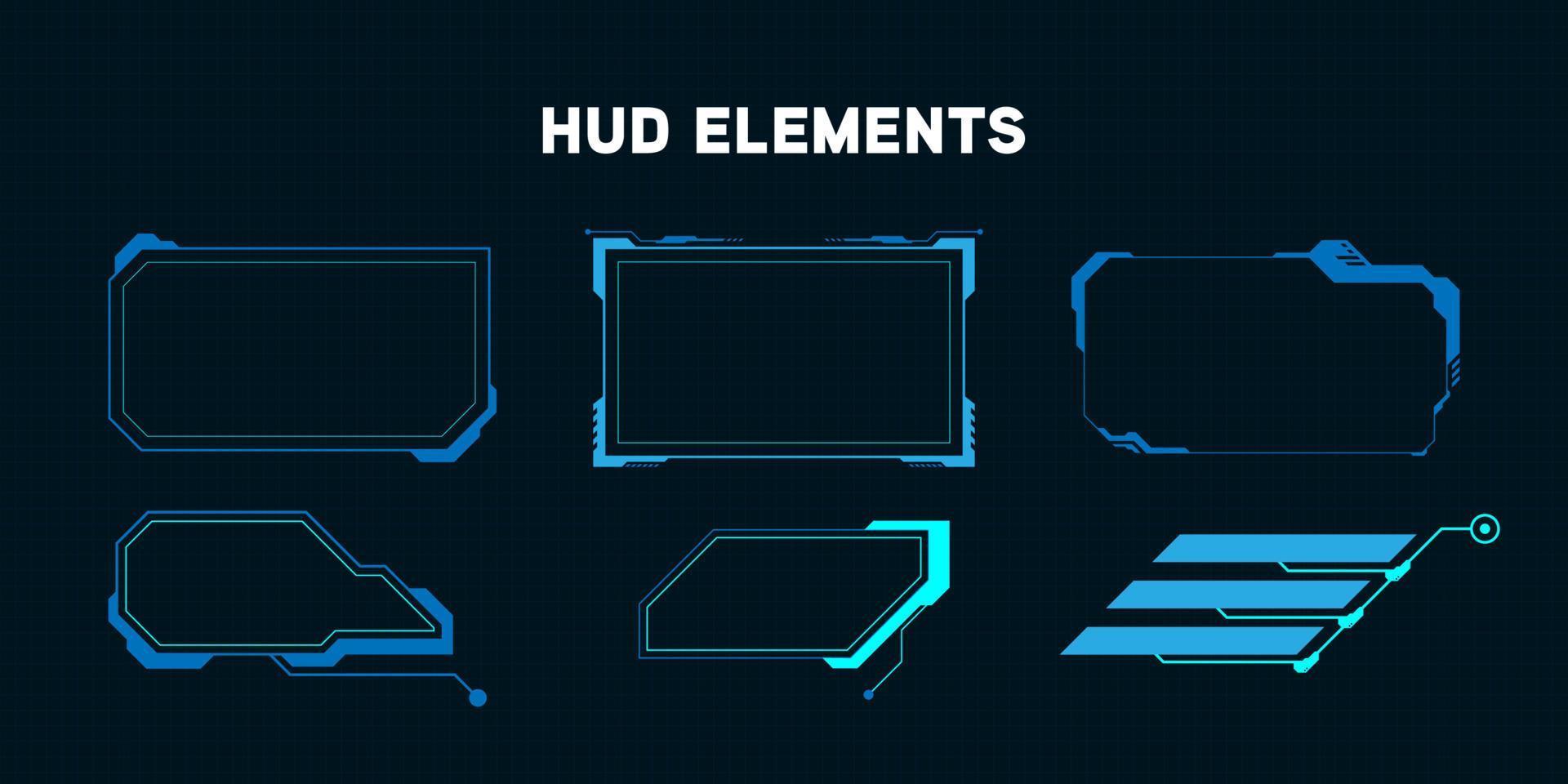 elementi futuristici hud impostati con interfaccia gadget virtuale hi fantascienza per l'illustrazione dell'interfaccia utente dell'app di gioco. vettore