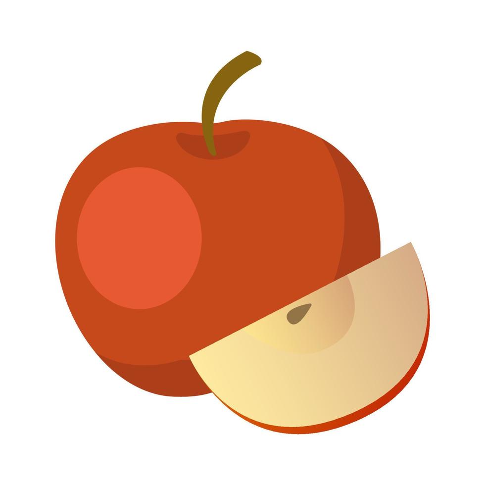 frutta mela rossa fumetto illustrazione vettoriale oggetto isolato