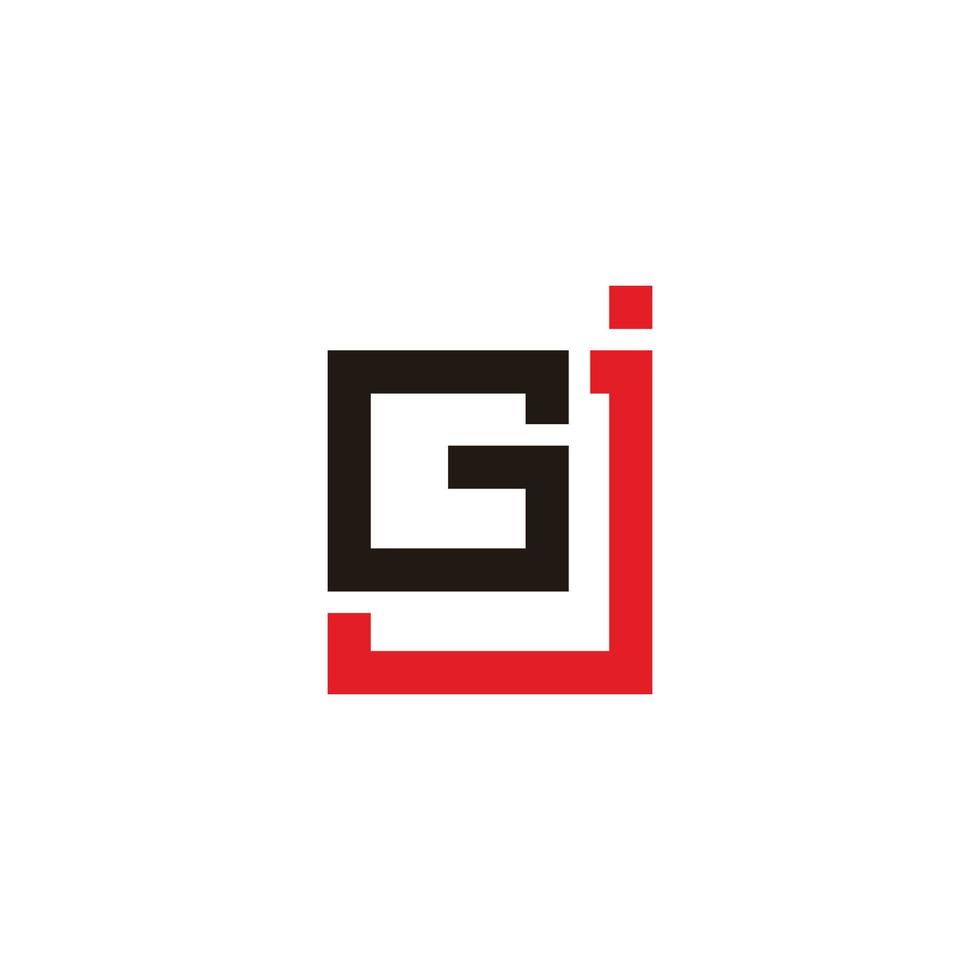 lettera gj semplice linea quadrata design simbolo logo vettoriale