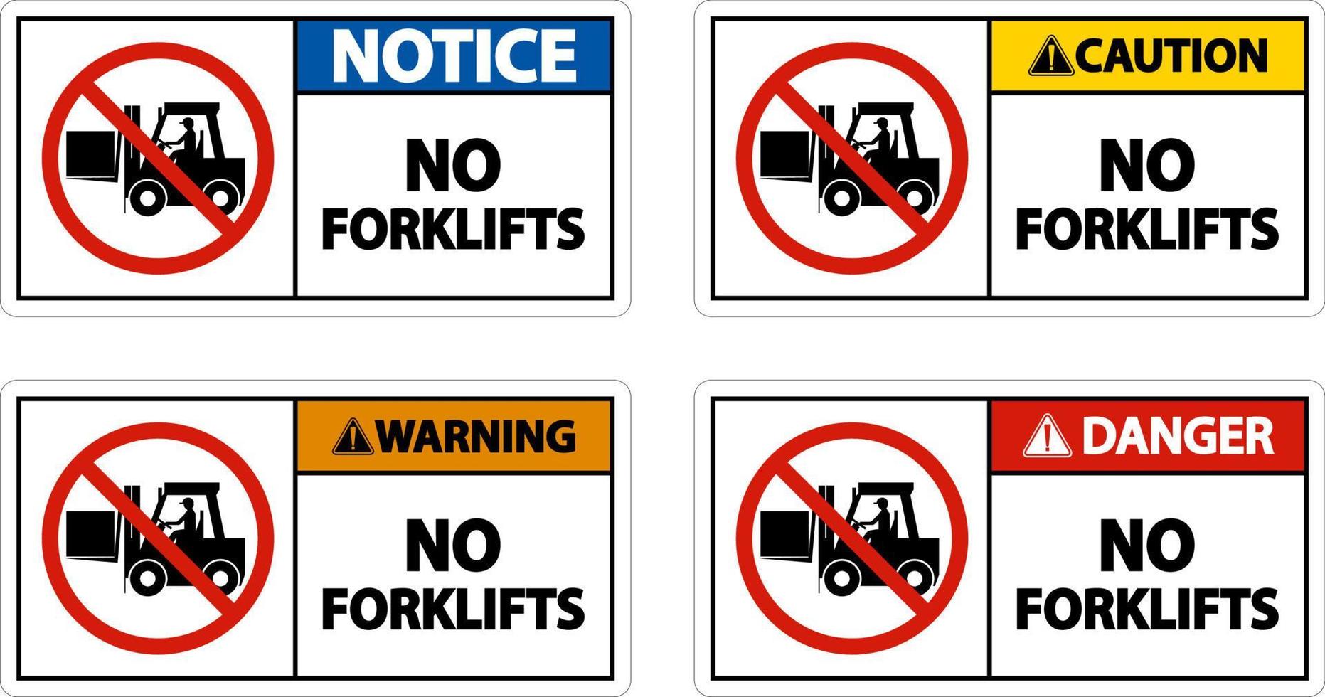 pericolo nessun segno di carrelli elevatori su sfondo bianco vettore