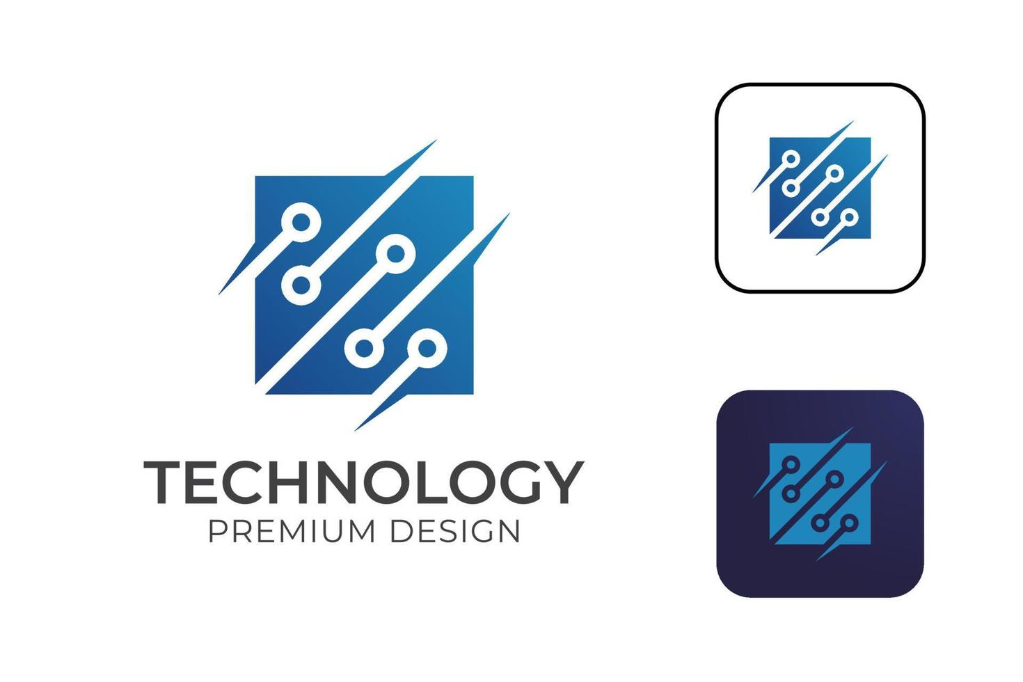 logo del computer del chip del processore per la tecnologia dei componenti del computer disegno del logo sfumato astratto vettore