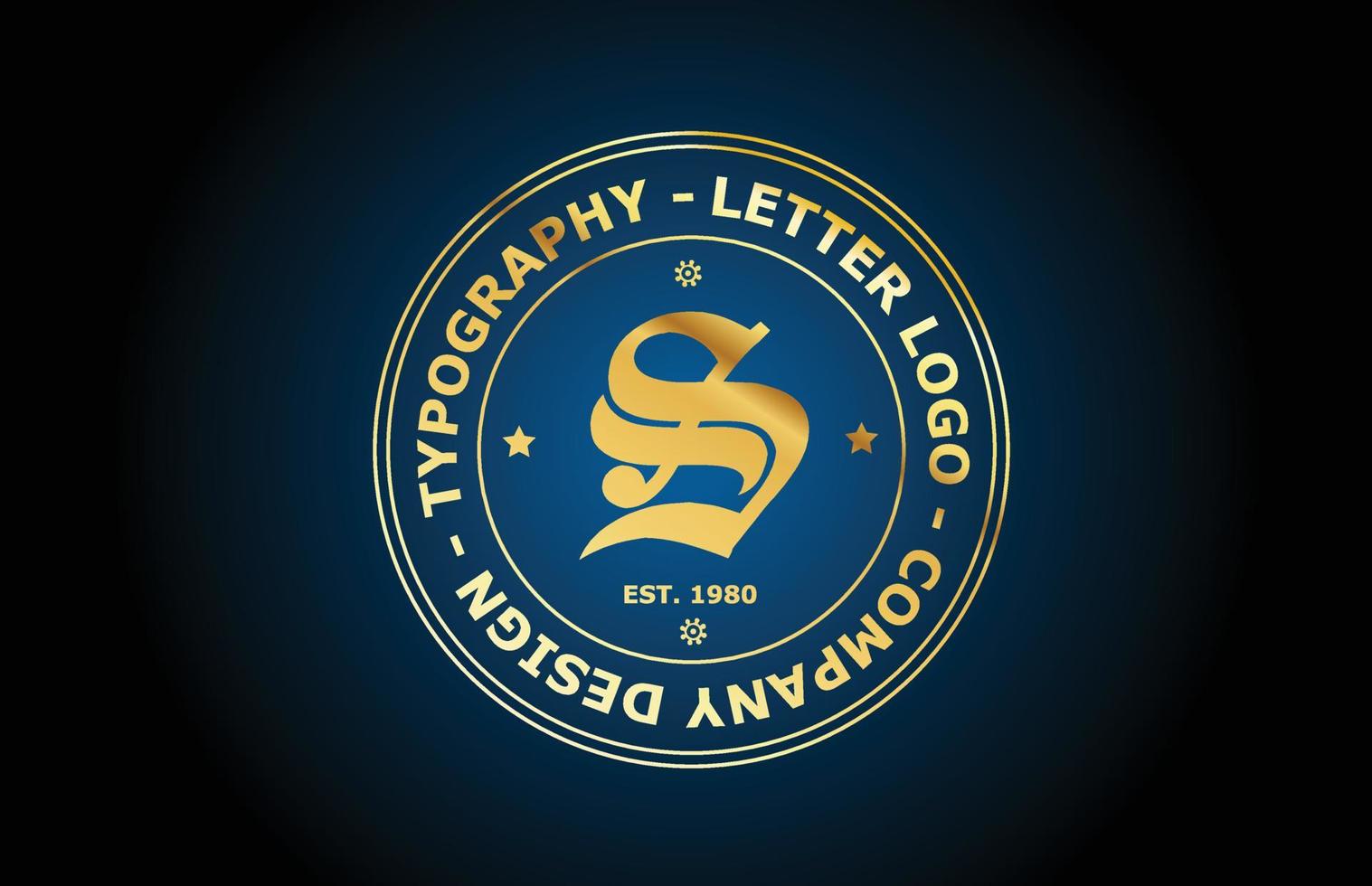 design dell'icona del logo della lettera dell'alfabeto vintage oro s. modello creativo per etichetta e badge in stile dorato vettore