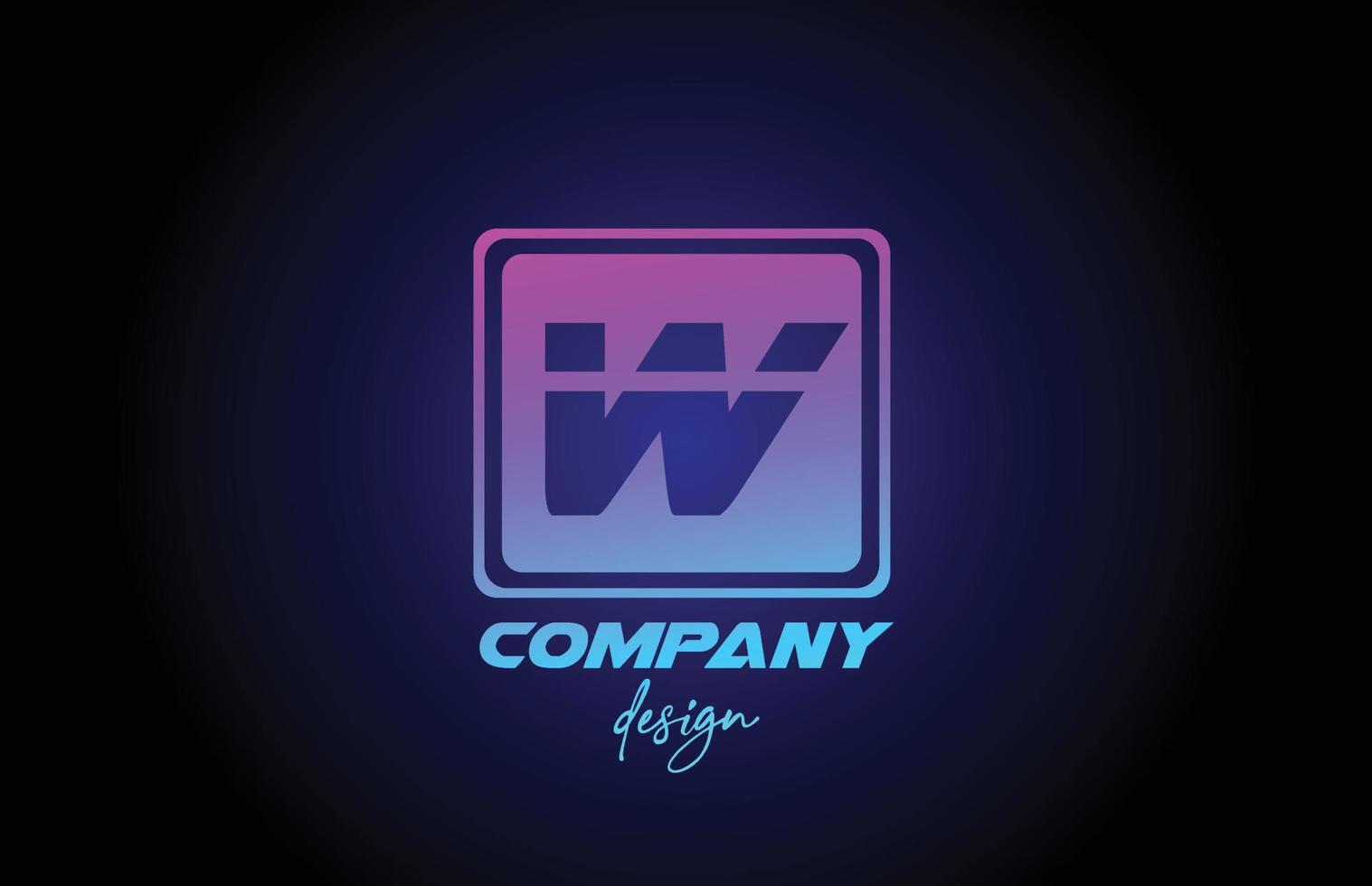 w icona del logo della lettera dell'alfabeto blu rosa con design quadrato. modello creativo per azienda e business vettore