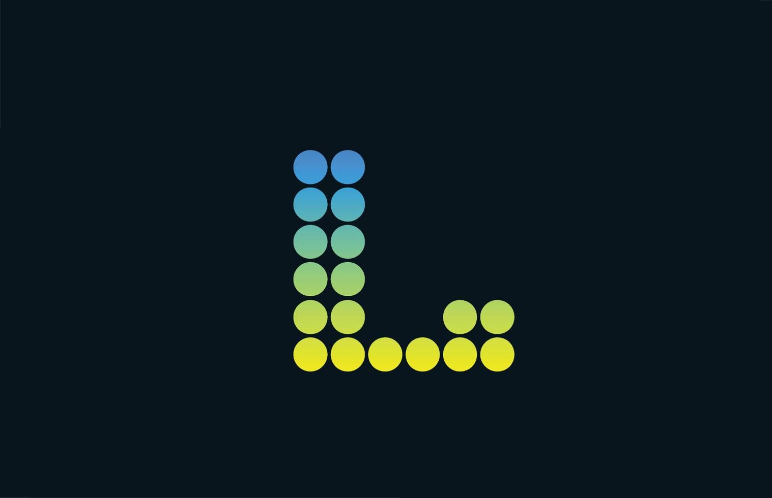 punto l verde giallo alfabeto lettera logo icona design. modello creativo per affari e società vettore