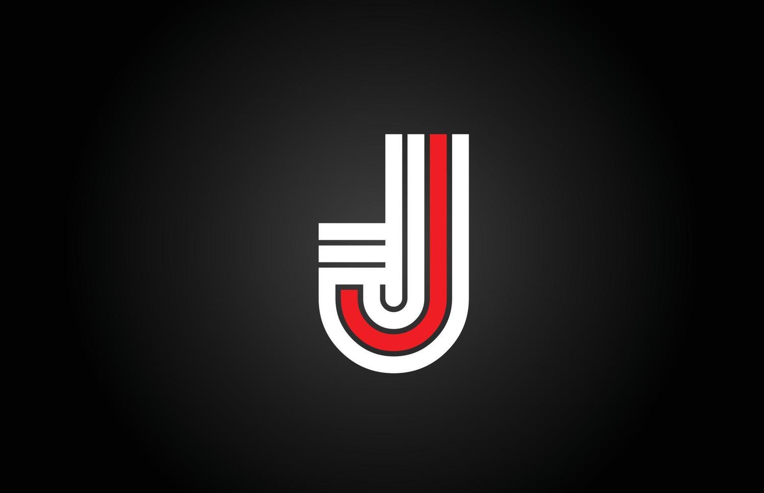 linea j icona del logo della lettera dell'alfabeto. modello di design creativo per aziende e aziende in bianco e nero vettore