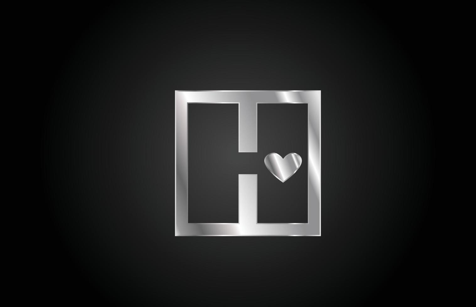 metallo h amore cuore alfabeto lettera icona logo design. modello creativo per affari o società vettore