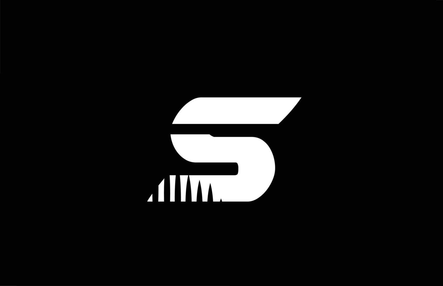 s icona del logo della lettera dell'alfabeto in bianco e nero con design a punte. modello creativo per azienda e business vettore