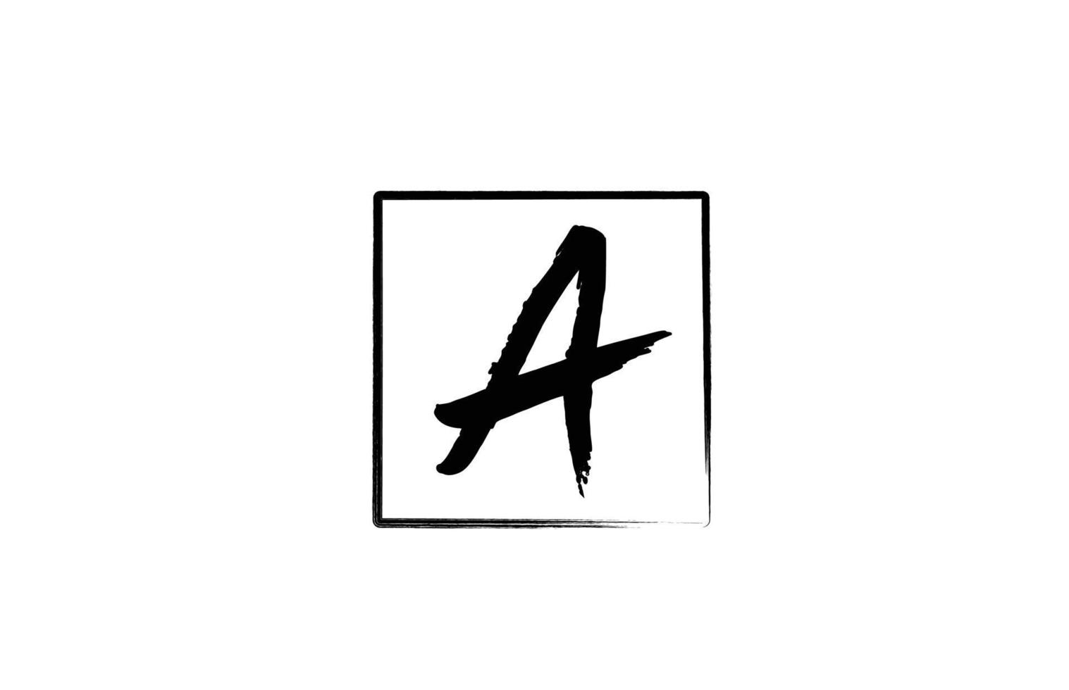 grunge un'icona del logo della lettera dell'alfabeto con il quadrato. modello di design creativo per affari e società in bianco e nero vettore