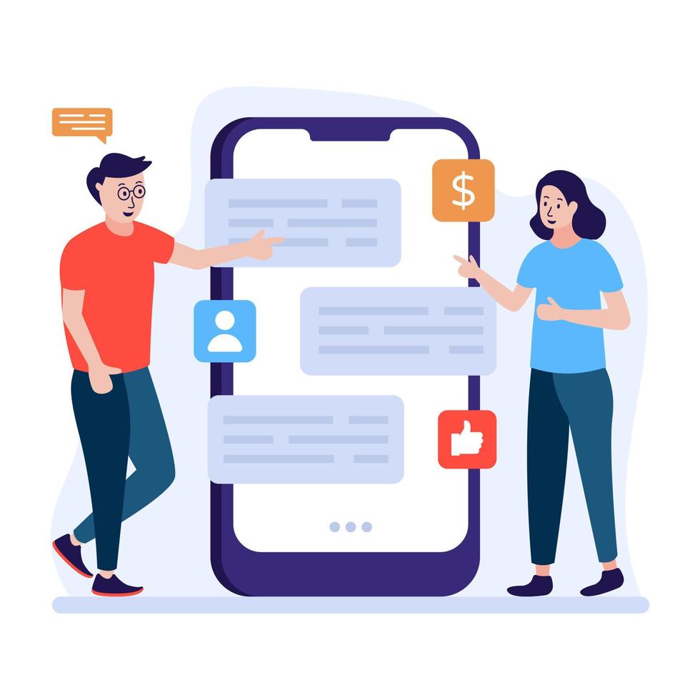 illustrazione vettoriale di chat manager sul cellulare