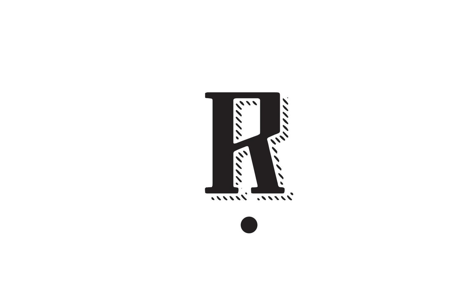 bianco e nero r alfabeto lettera icona logo design. modello creativo per affari o società vettore