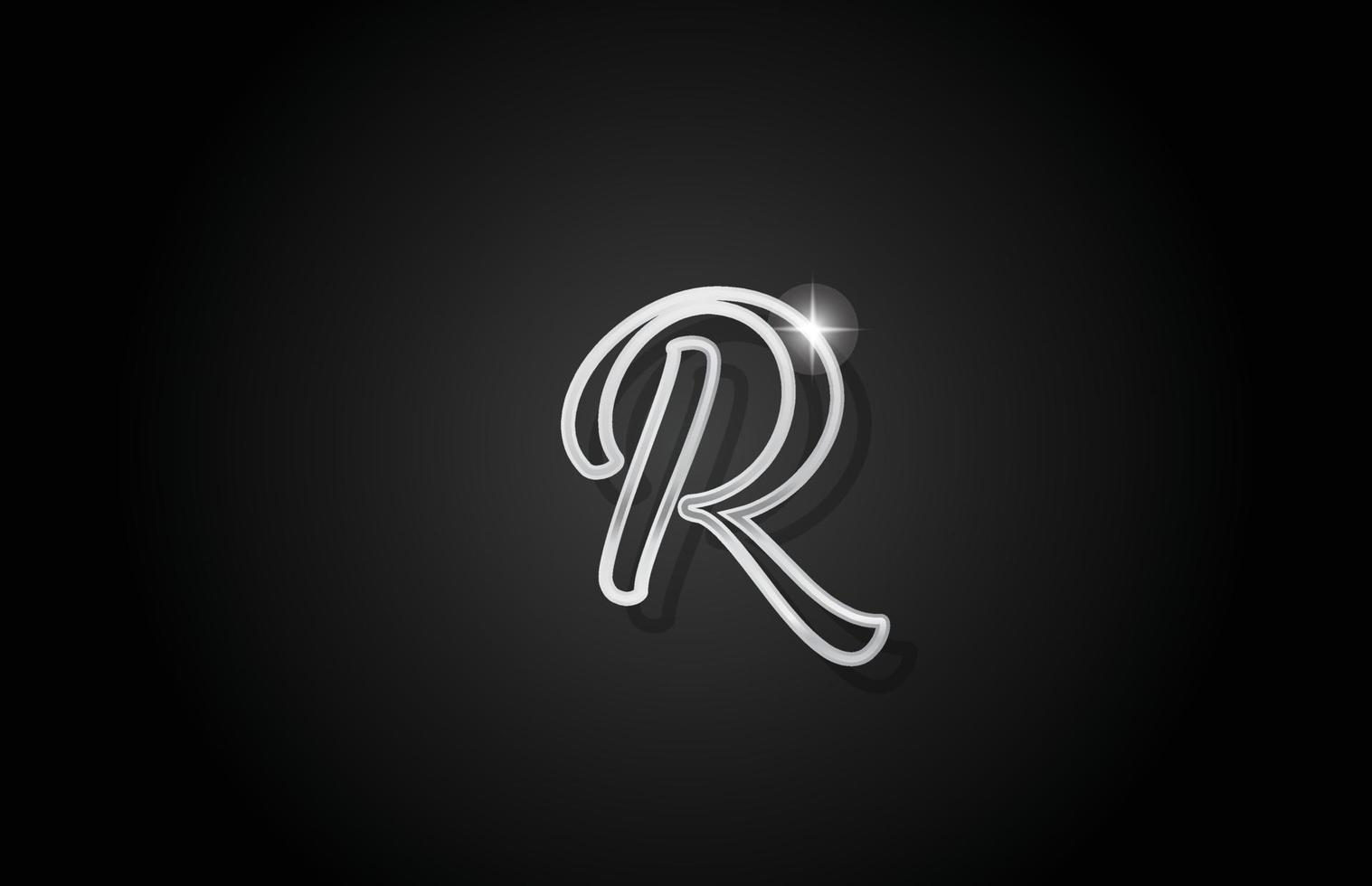 icona del logo della lettera dell'alfabeto linea grigia r. design creativo per il business e l'azienda vettore