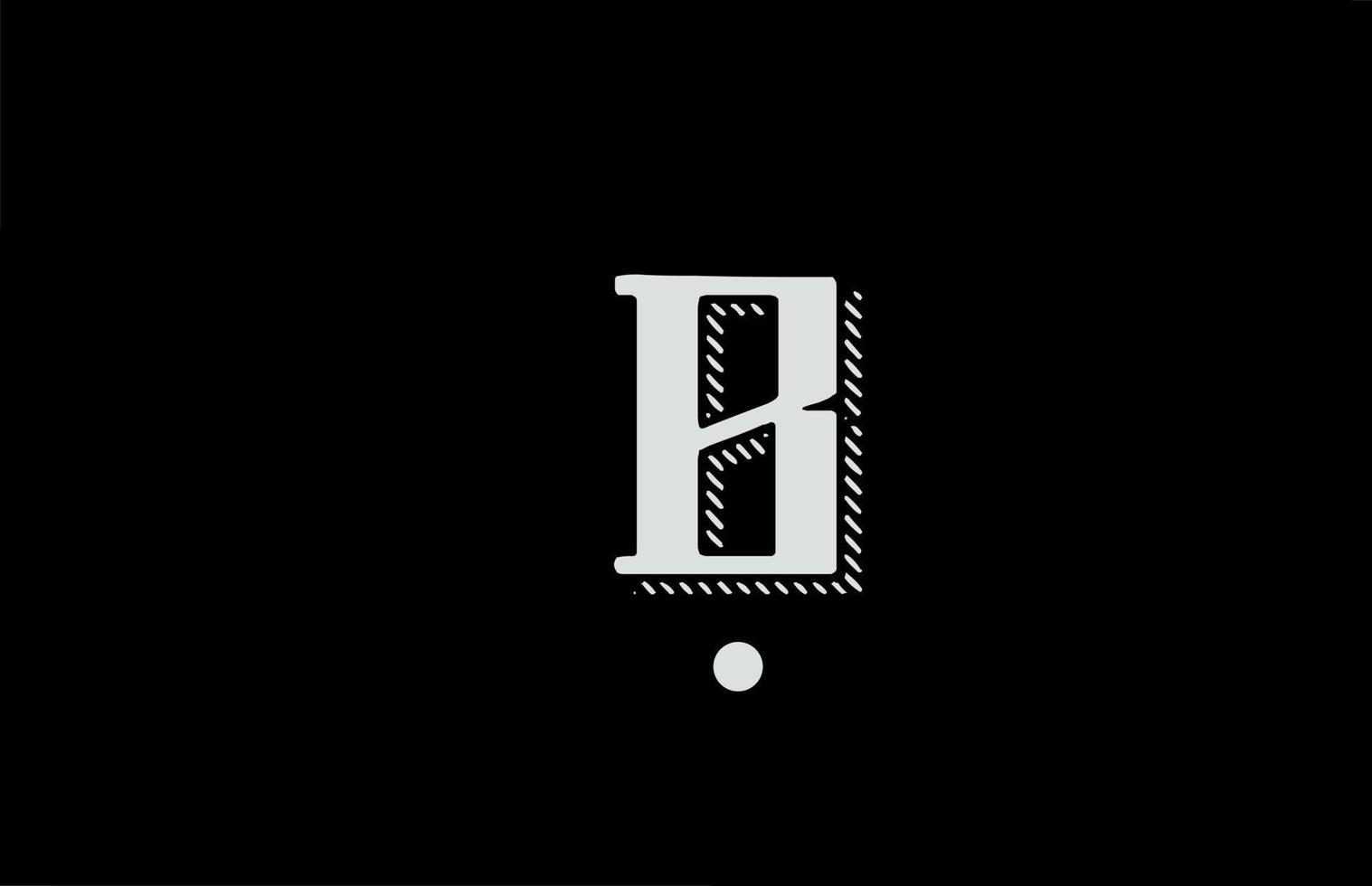 b logo dell'icona della lettera dell'alfabeto in bianco e nero. design per affari o aziende vettore