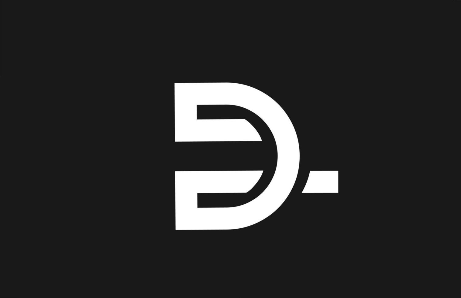 d alfabeto lettera icona logo con linea design. modello creativo per affari e società in bianco e nero vettore